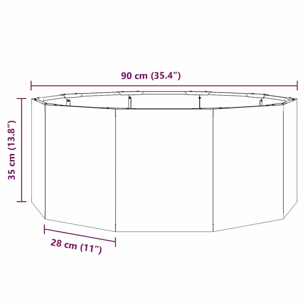 Steel Round Planter Outdoor Garden Patio 90x90x35cm