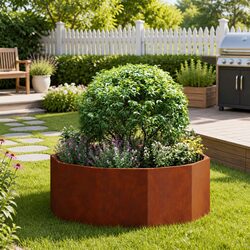 Round Garden Planter Specifications: Steel Outdoor Pot 90x90x35cm