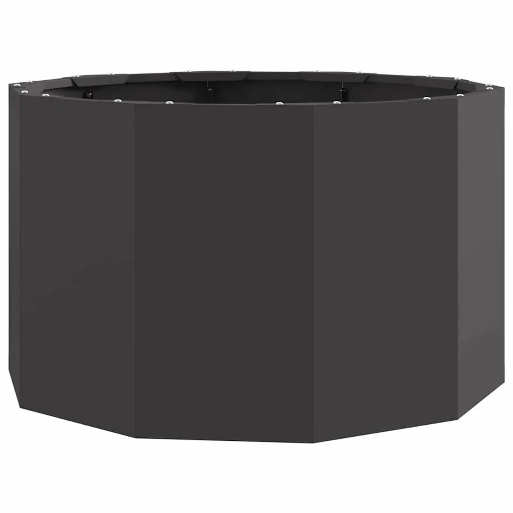 Round Steel Garden Planter Outdoor Patio 60x60x35cm Black