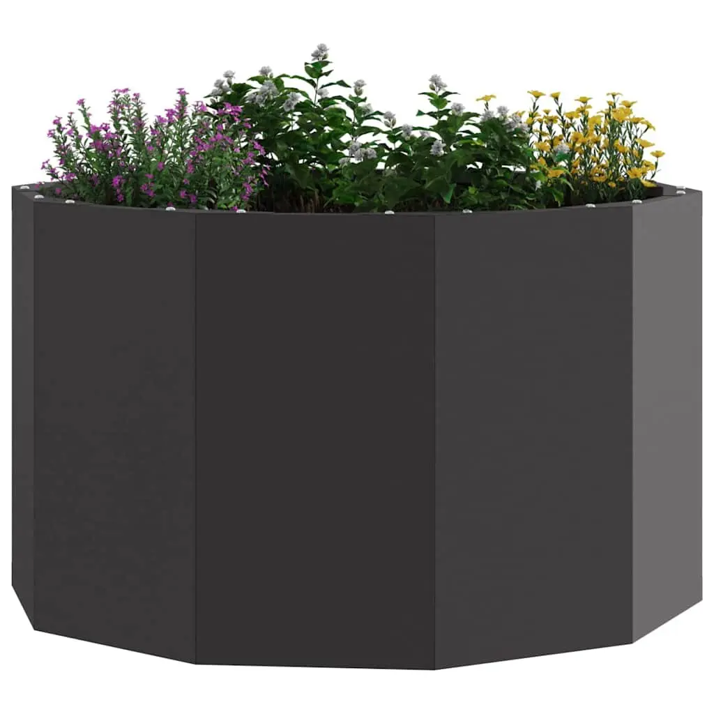 Round Steel Garden Planter Outdoor Patio 60x60x35cm Black