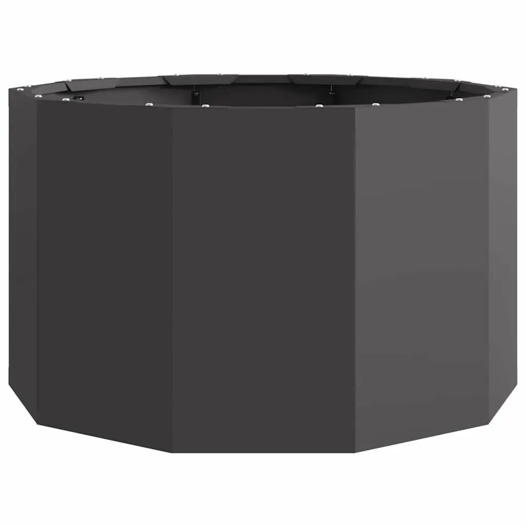 Round Steel Garden Planter Outdoor Patio 60x60x35cm Black
