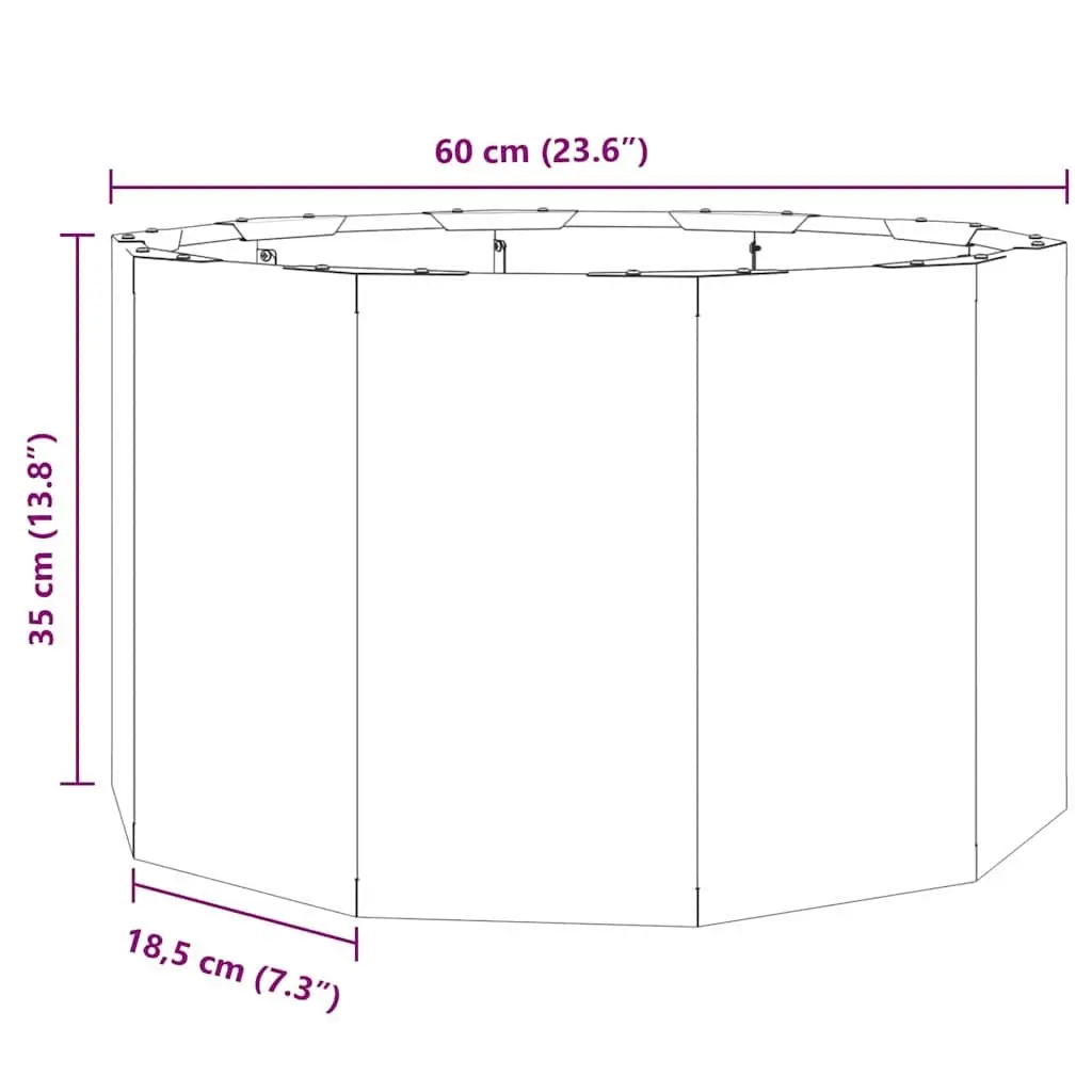 Round Steel Garden Planter Outdoor Patio 60x60x35cm Black