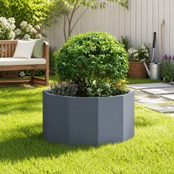 Steel Round Garden Planter: 60 x 60 x 35 cm Anthracite