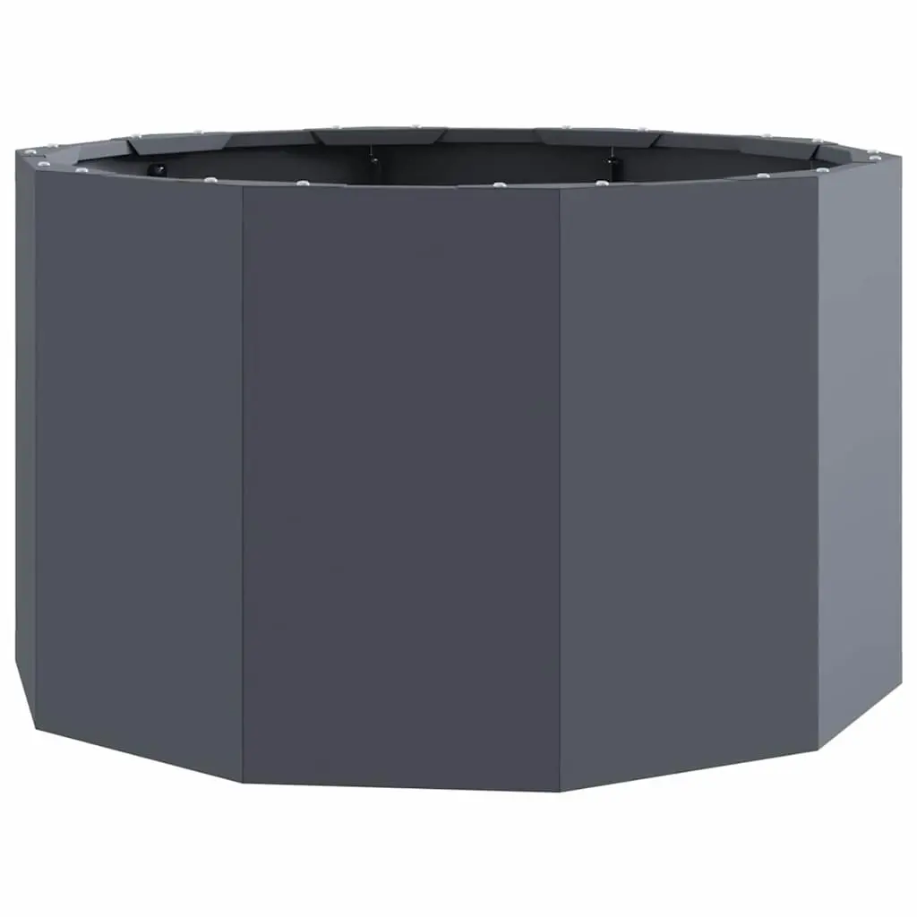 Round Steel Planter Anthracite Outdoor Pot for Garden 60x60x35cm