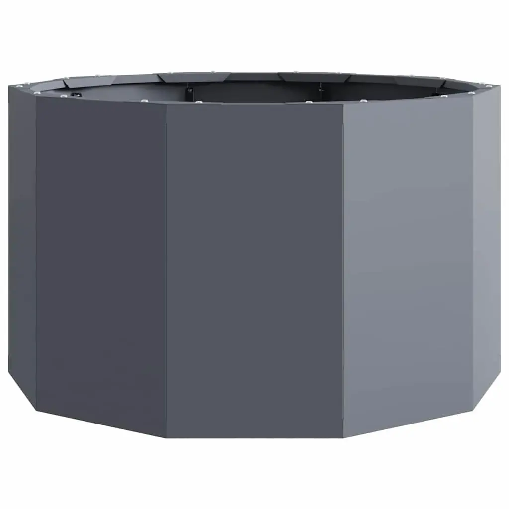 Round Steel Planter Anthracite Outdoor Pot for Garden 60x60x35cm