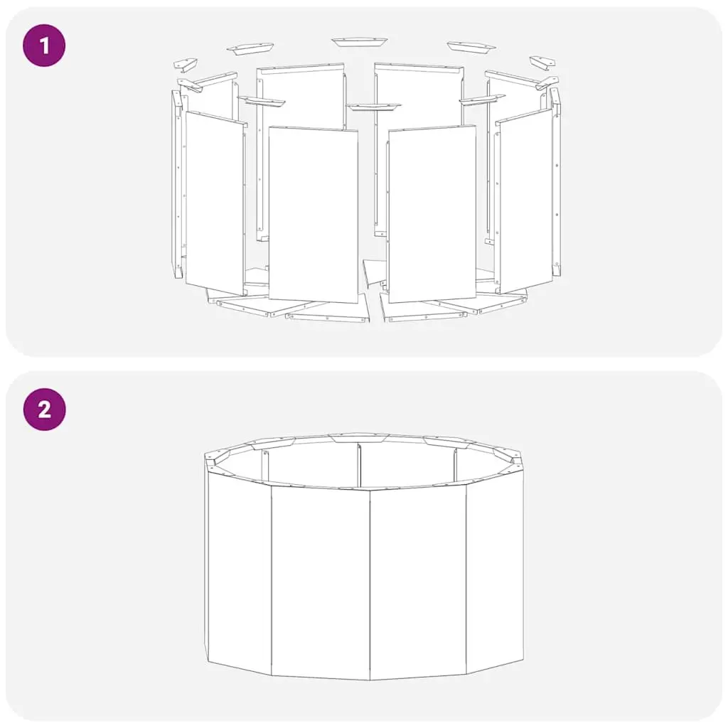 Round Steel Planter Anthracite Outdoor Pot for Garden 60x60x35cm