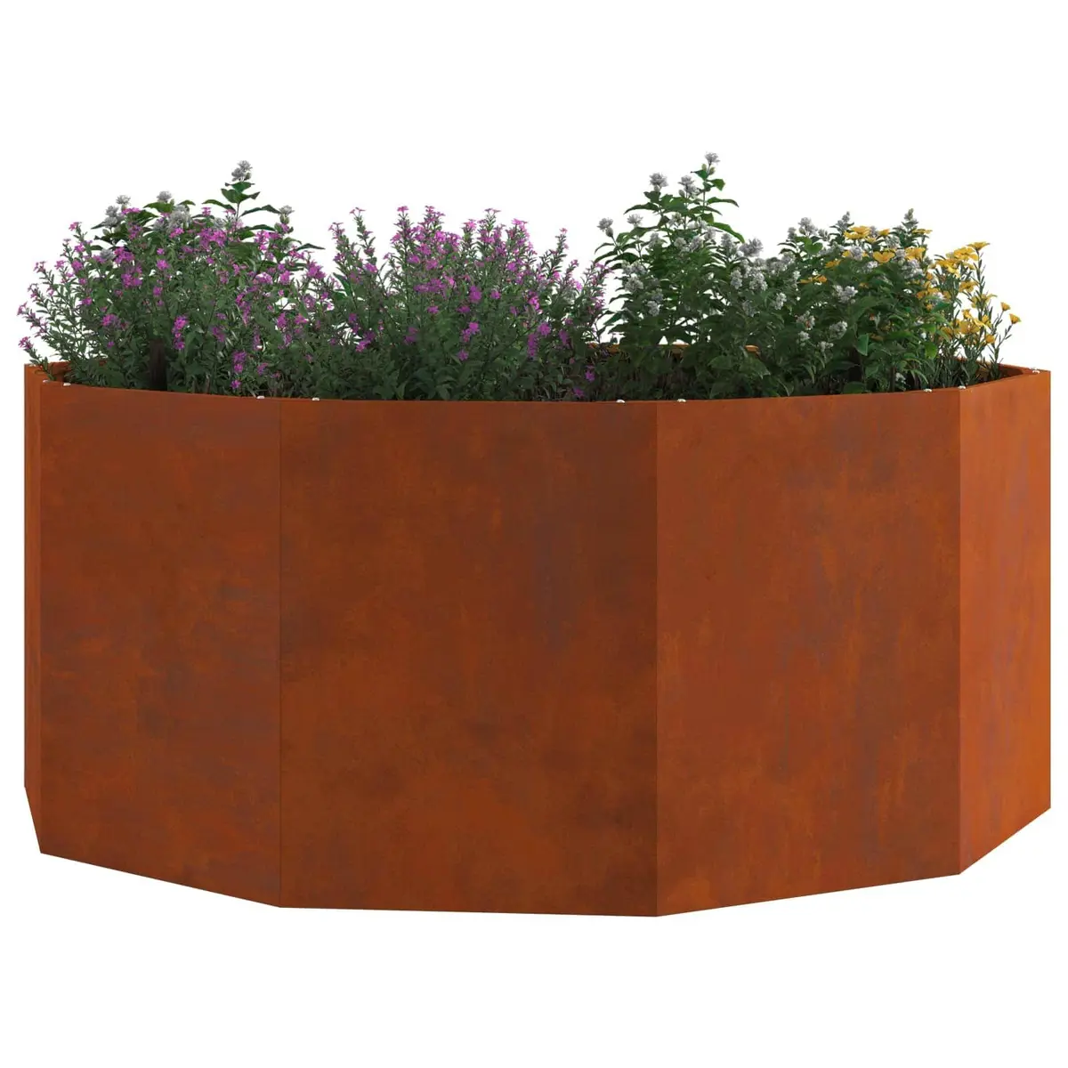 Round Garden Planter Outdoor Patio 120cm Steel Brown