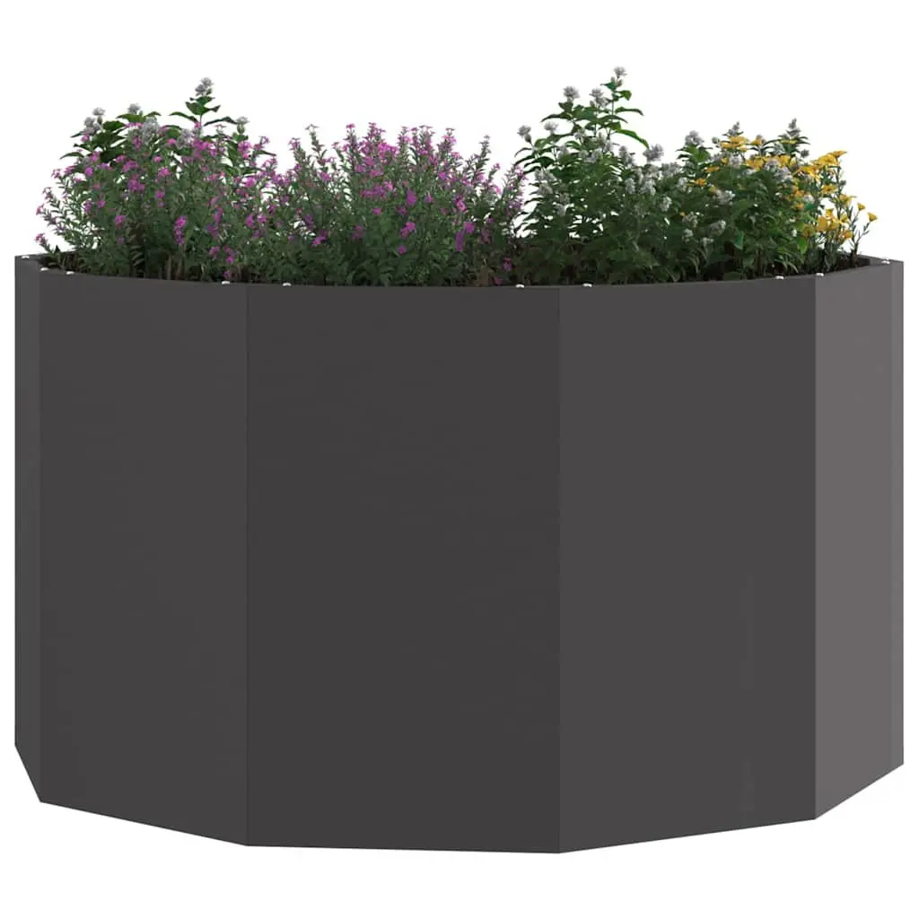 Round Steel Garden Planter Outdoor 90x90x50cm Black