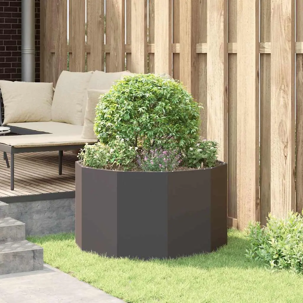 Round Steel Garden Planter Outdoor 90x90x50cm Black