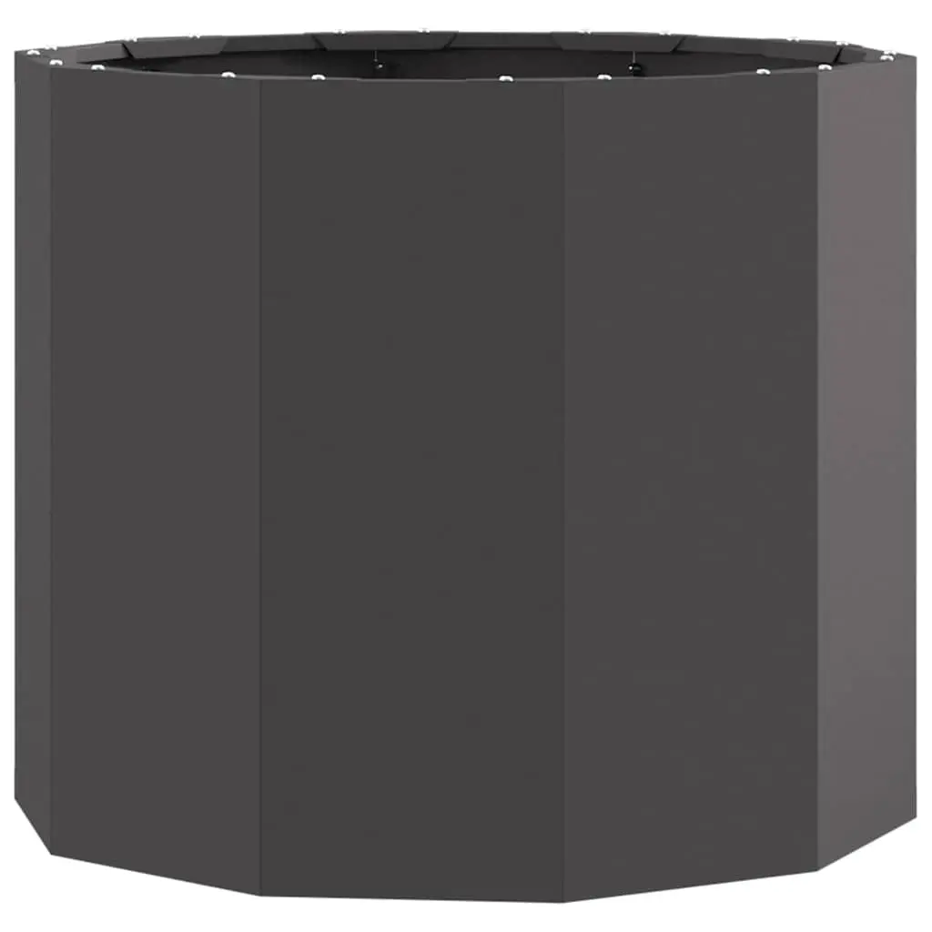 Round Steel Garden Planter 60x60x50cm Black Outdoor Patio Pot Container