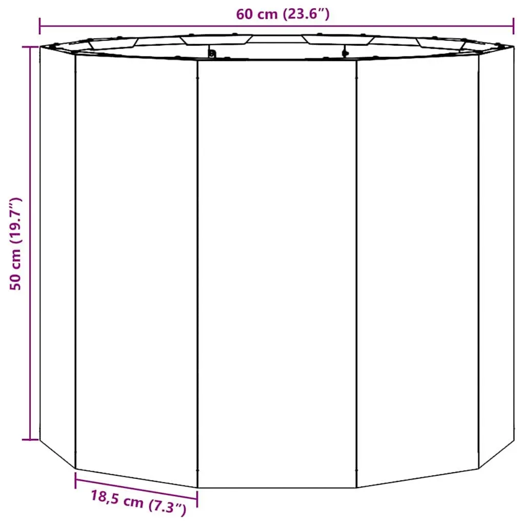 Round Steel Garden Planter 60x60x50cm Black Outdoor Patio Pot Container