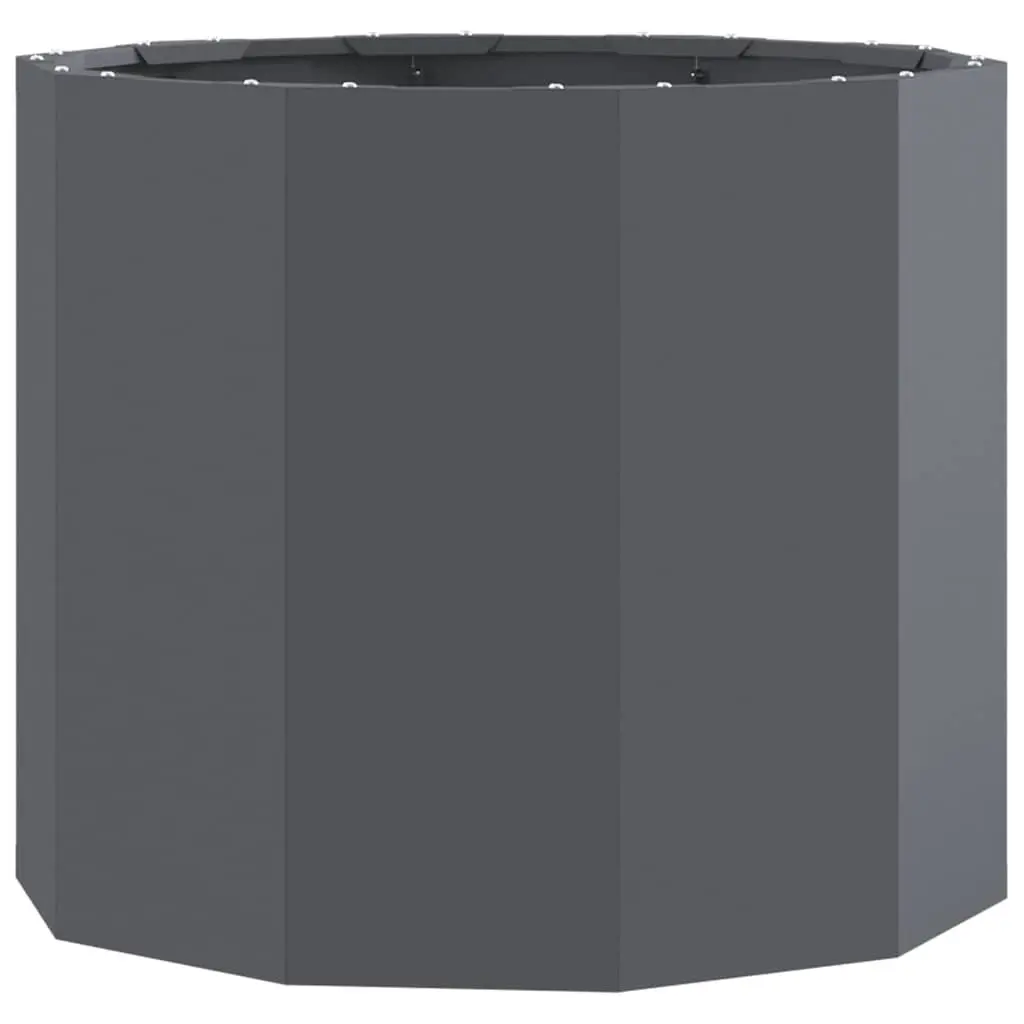 Round Garden Planter Anthracite Steel Outdoor 60x60x50cm