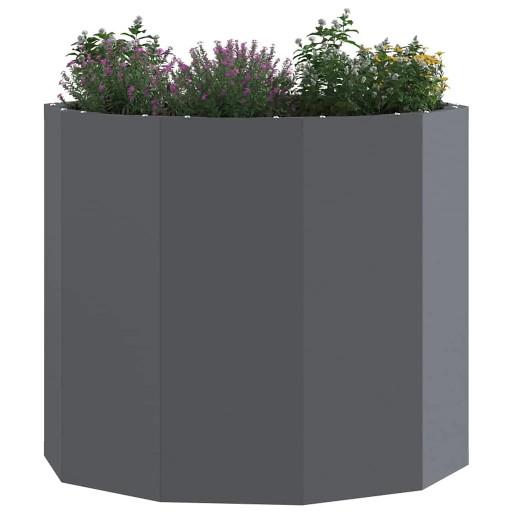 Round Garden Planter Anthracite Steel Outdoor 60x60x50cm