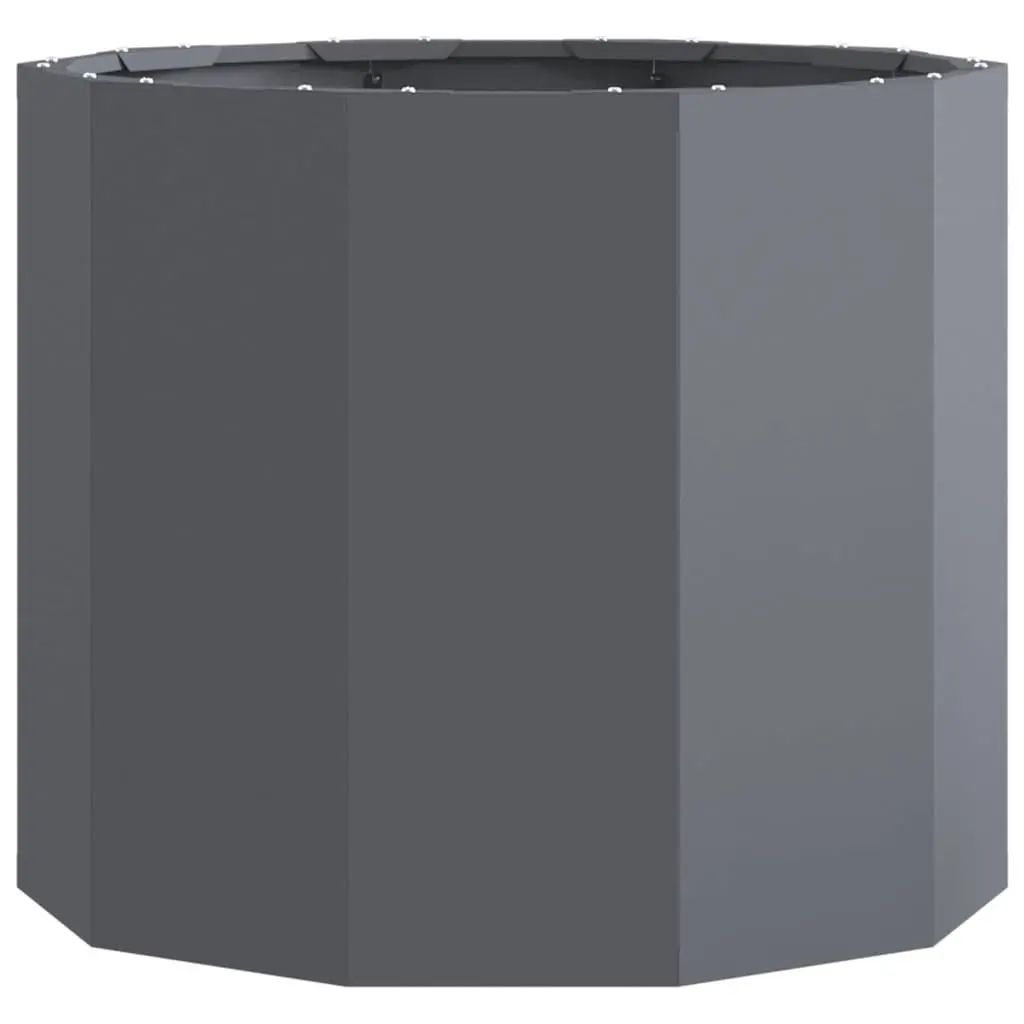 Round Garden Planter Anthracite Steel Outdoor 60x60x50cm