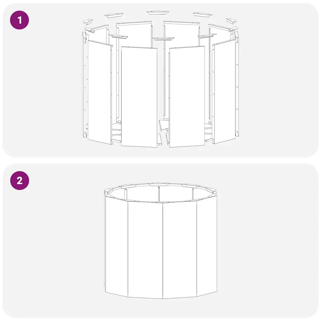 Round Garden Planter Anthracite Steel Outdoor 60x60x50cm