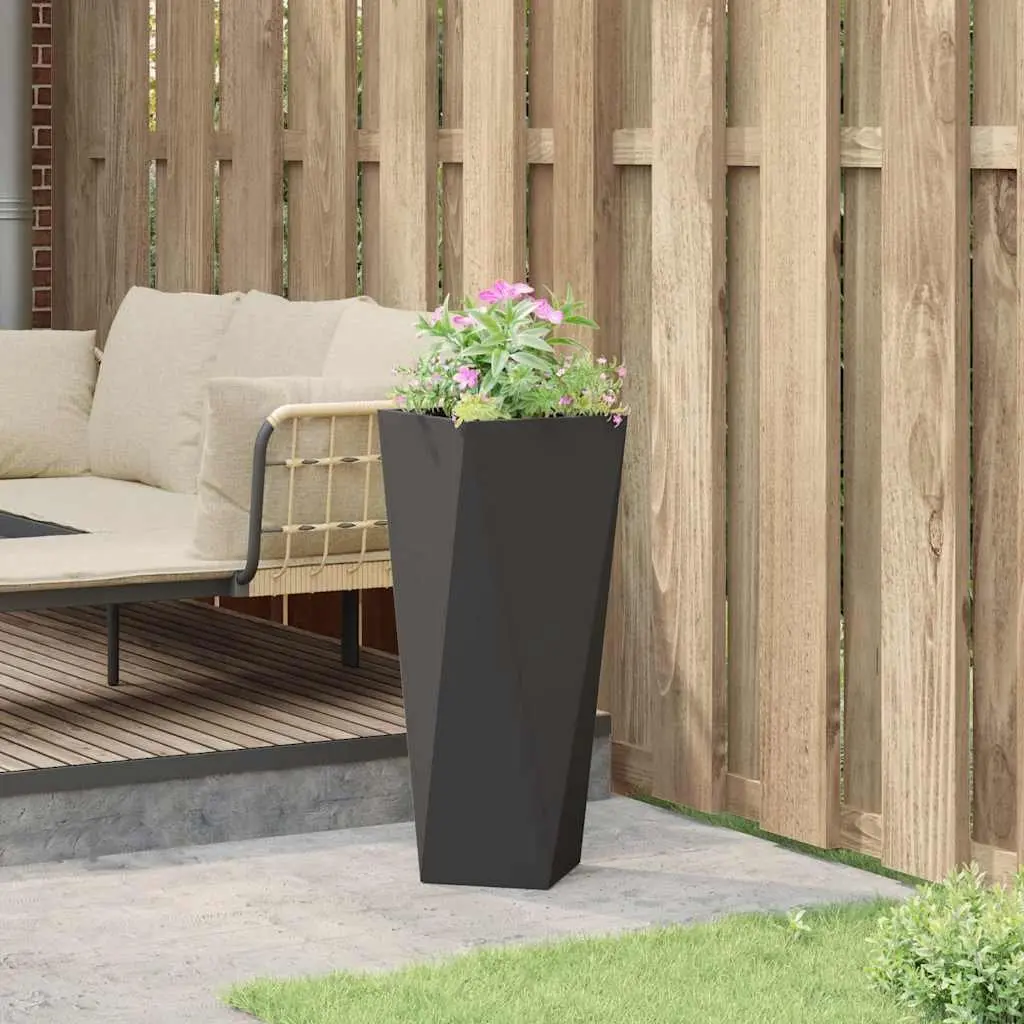 Steel Garden Planter Box Outdoor Use 30x30x75cm Black Rectangular