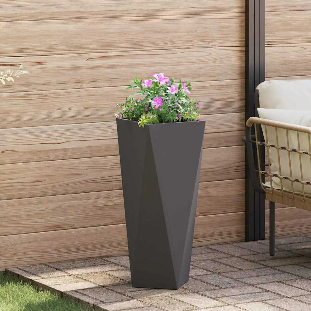 Steel Planter Box Outdoor Garden 30 x 30 x 75 cm Black Rectangular 2 Piece Set