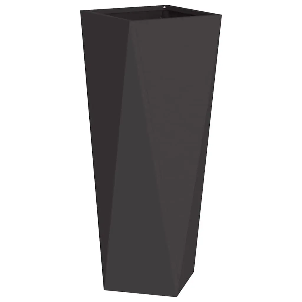 Steel Planter Box Outdoor Garden 30 x 30 x 75 cm Black Rectangular 2 Piece Set