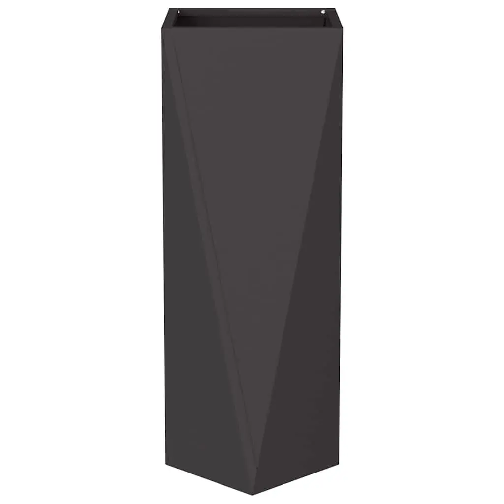 Steel Planter Box Outdoor Garden 30 x 30 x 75 cm Black Rectangular 2 Piece Set