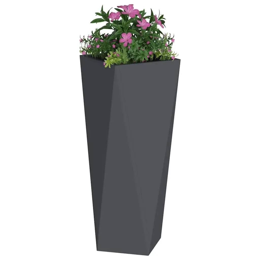 Steel Garden Planter Set 2 pcs Outdoor Use Anthracite 30 x 30 x 75 cm