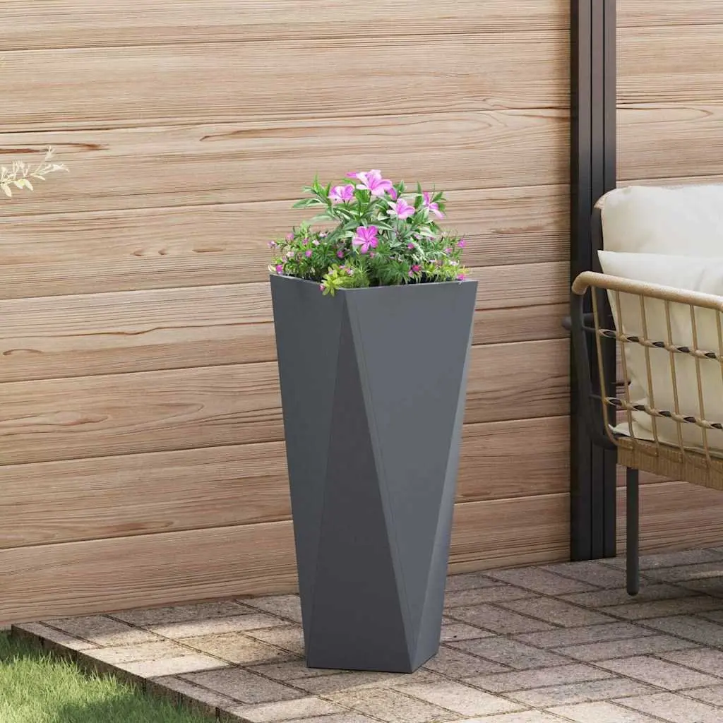 Steel Garden Planter Set 2 pcs Outdoor Use Anthracite 30 x 30 x 75 cm