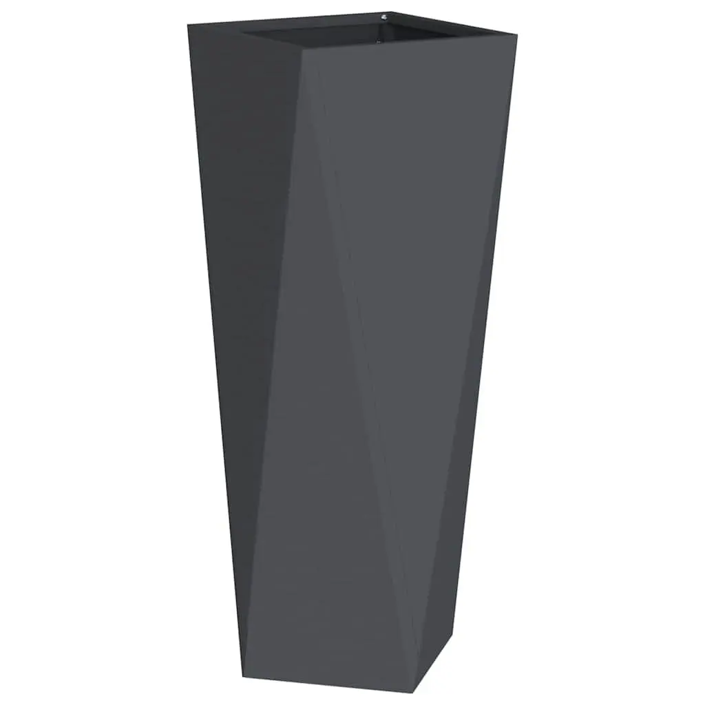 Steel Garden Planter Set 2 pcs Outdoor Use Anthracite 30 x 30 x 75 cm