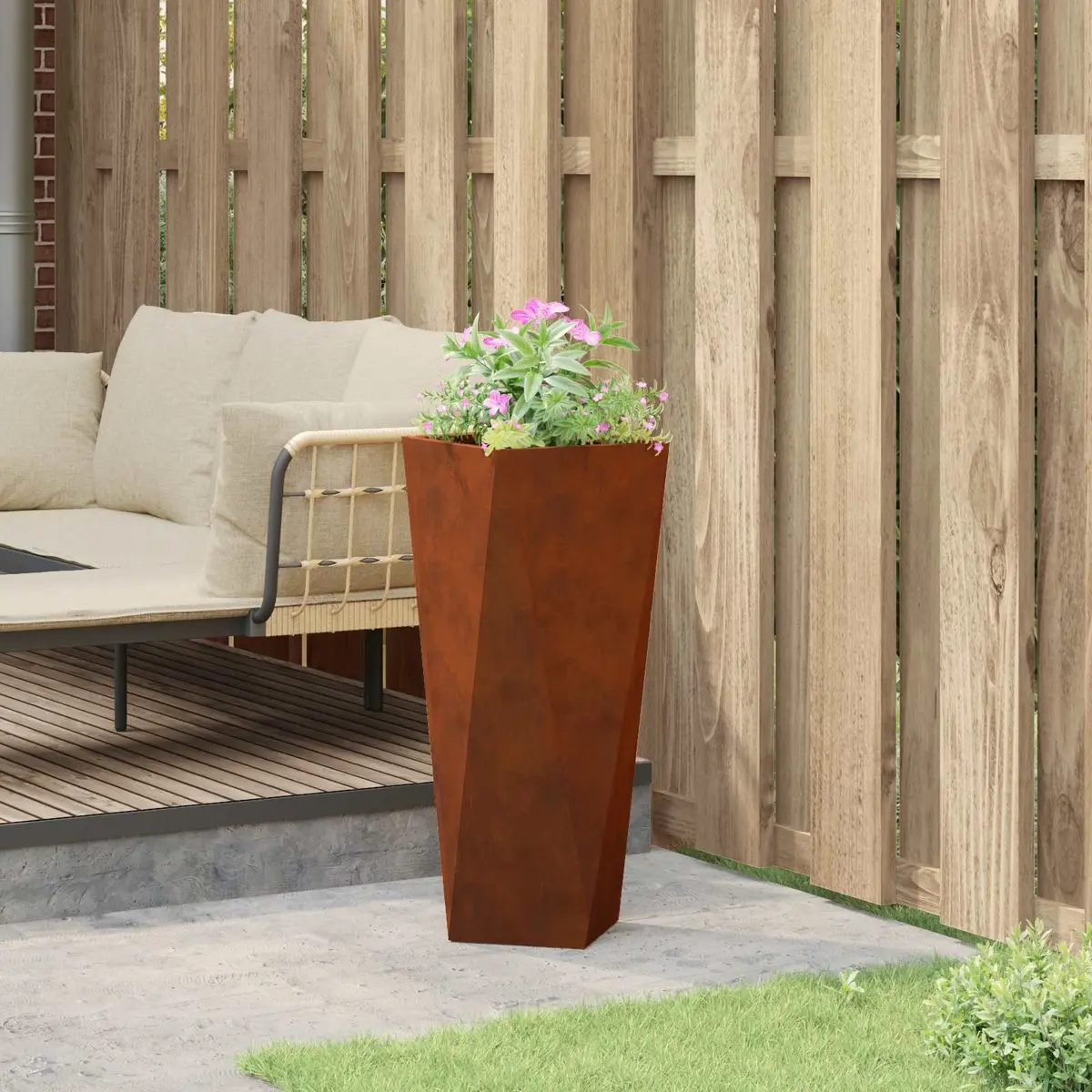 Rusty Planter Box Outdoor Garden Rectangular 30x30x75cm