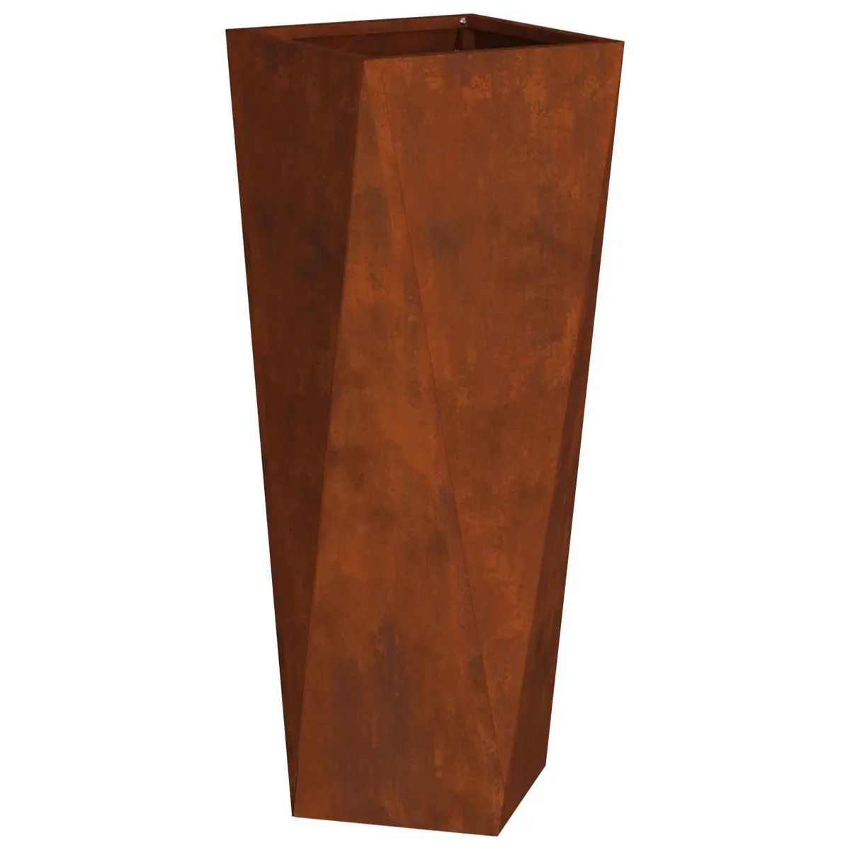 Garden Planter Outdoor Use Set of 2 Large Rusty Steel 30x30x75cm