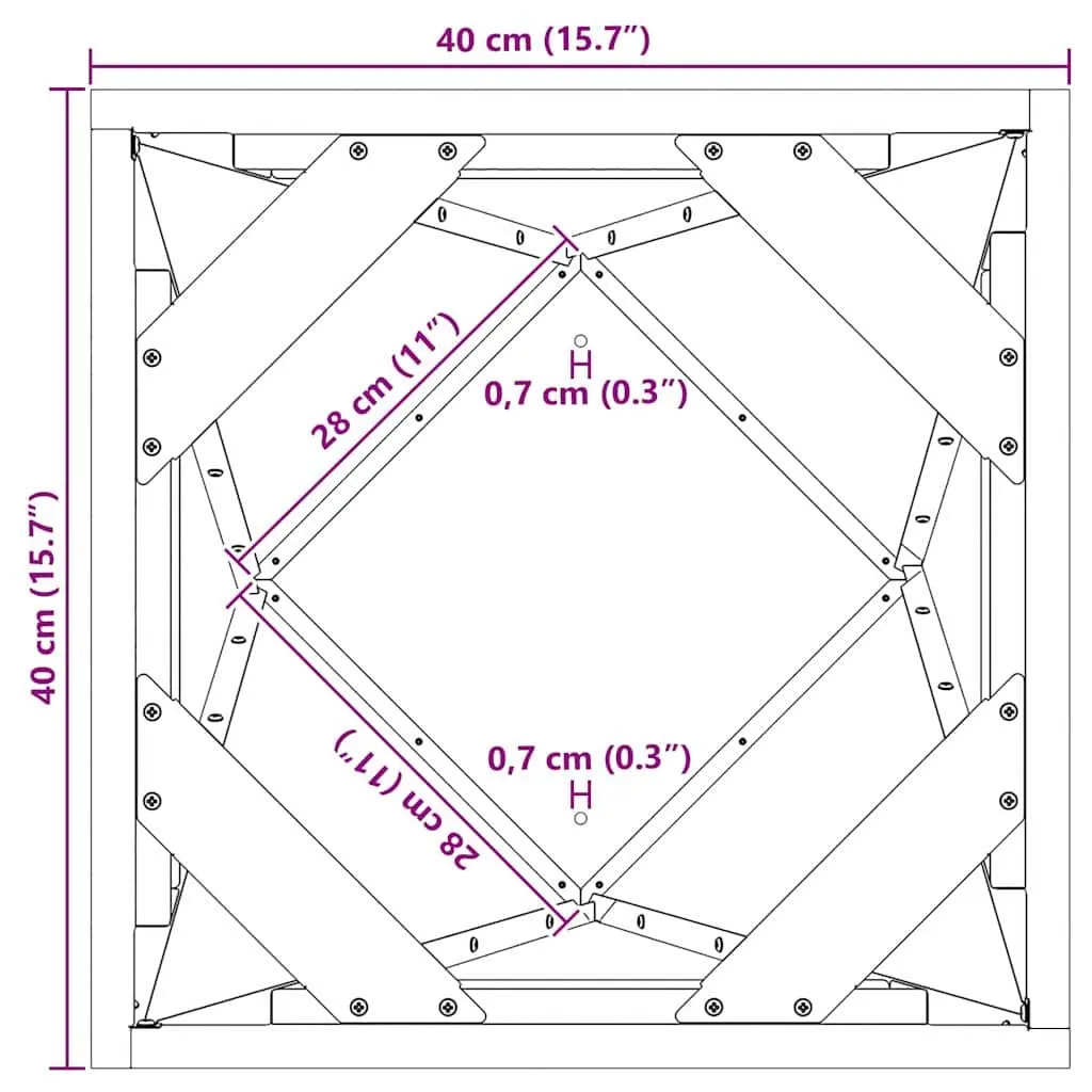 Steel Garden Planter Box 40x40x75cm
