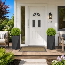 Steel Planter Set - 2 Black Planters, 40 x 40 x 75 cm