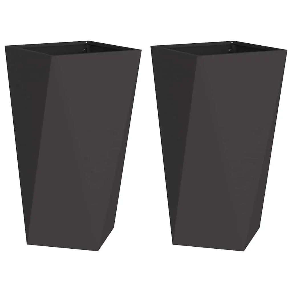 Steel Planter Outdoor Garden 40 x 40 x 75 cm Black 2 Pcs