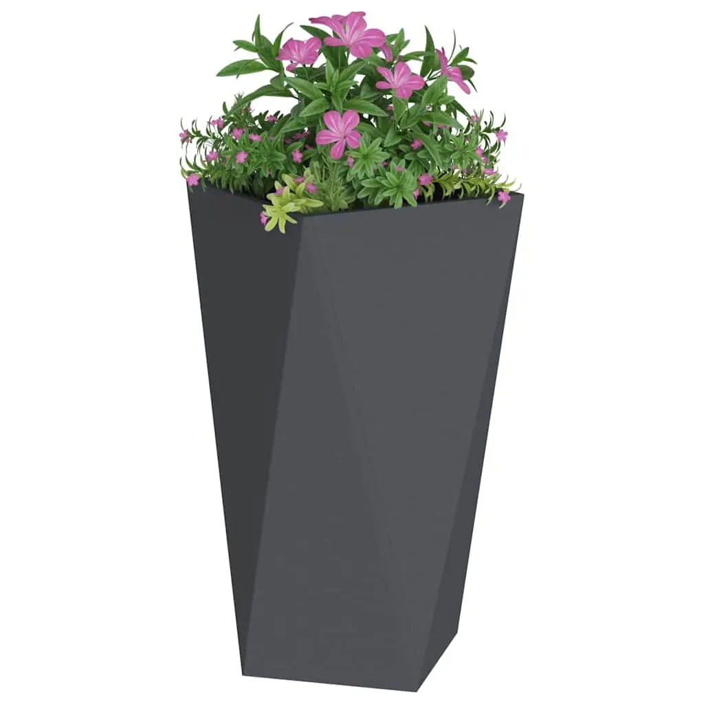 Steel Garden Planter Outdoor Use Rectangular 40x40x75cm 2 Piece Anthracite