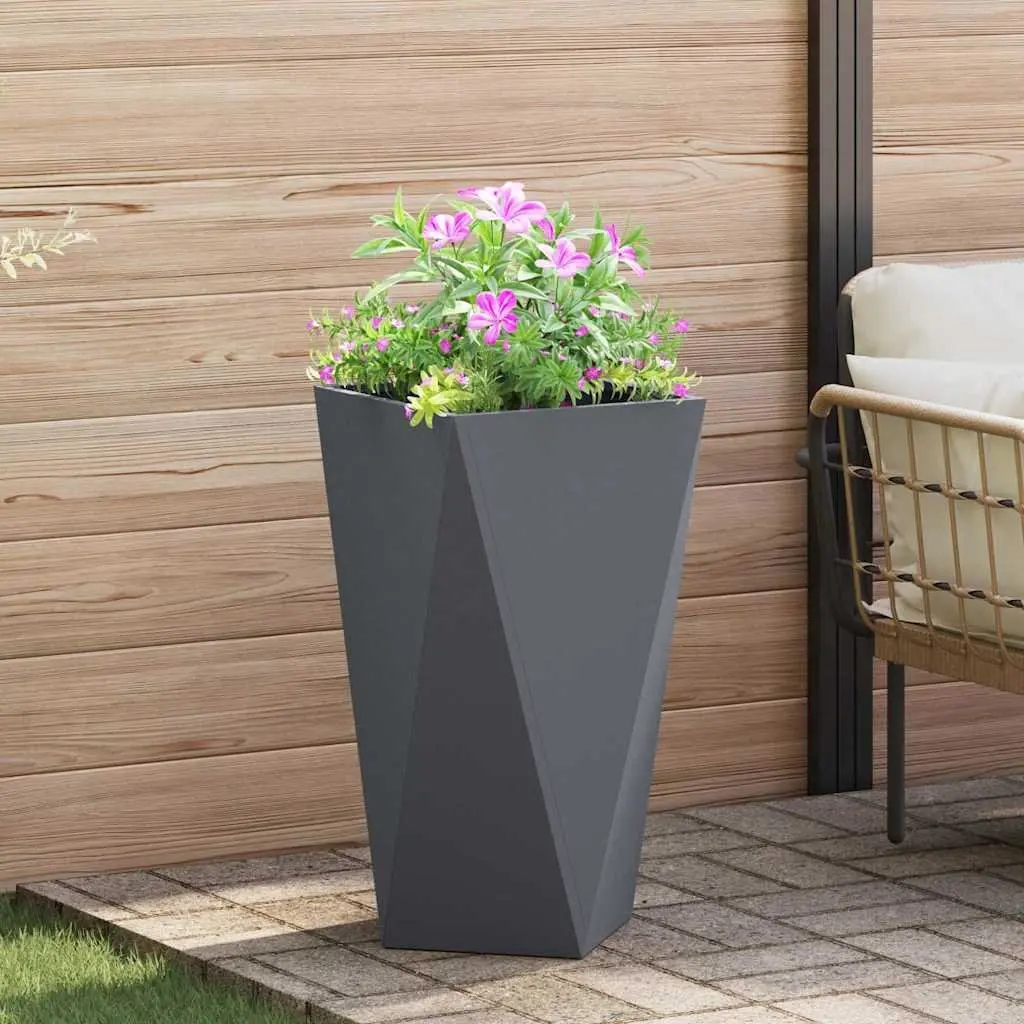 Steel Garden Planter Outdoor Use Rectangular 40x40x75cm 2 Piece Anthracite