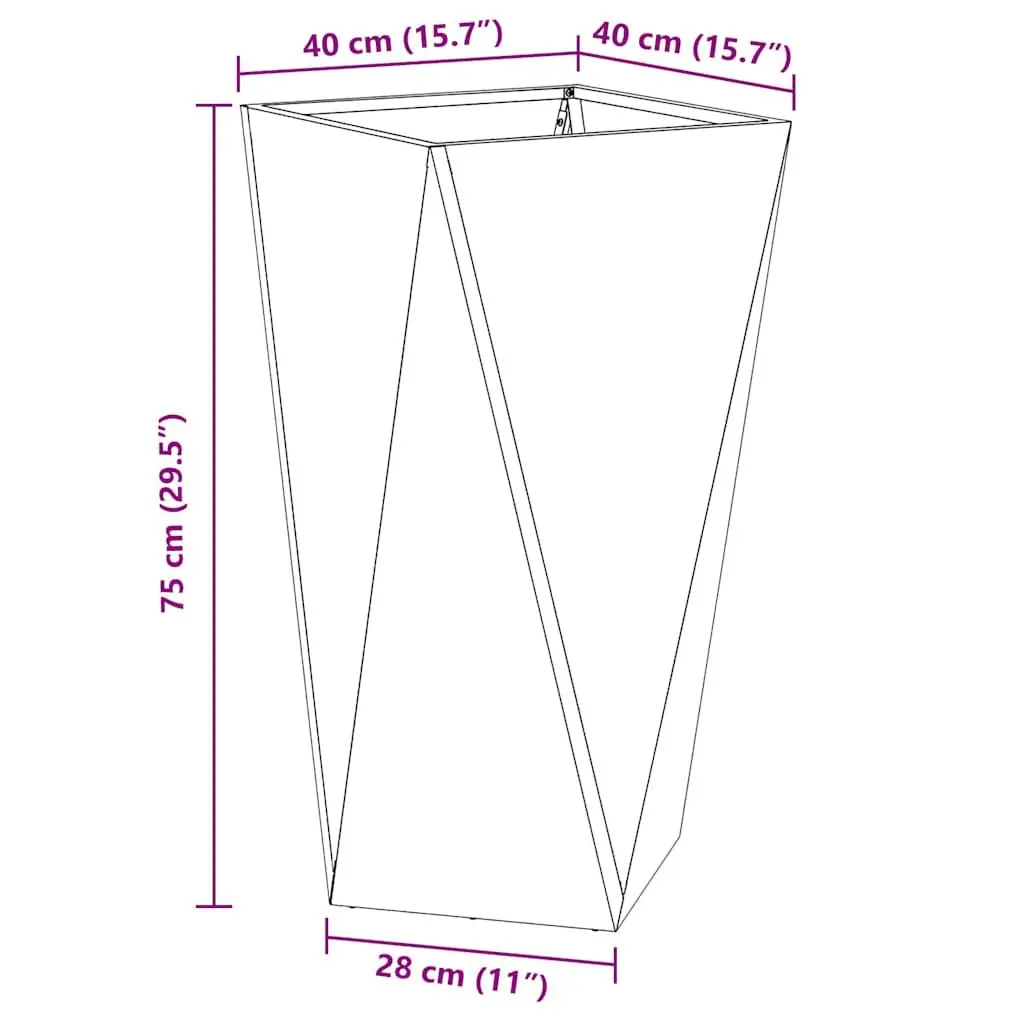 Steel Garden Planter Outdoor Use Rectangular 40x40x75cm 2 Piece Anthracite
