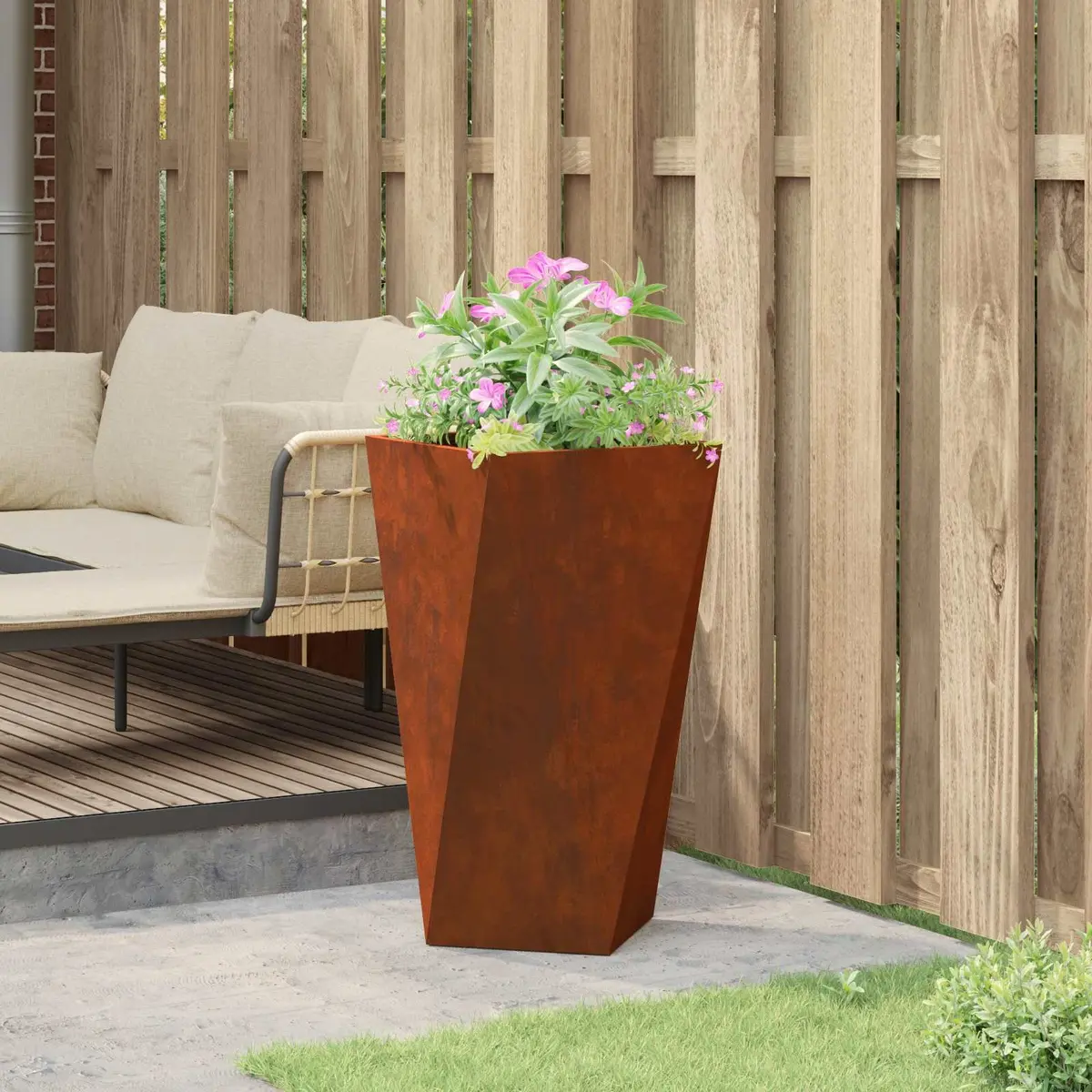 Rectangular Steel Garden Planter Box 40x40x75cm