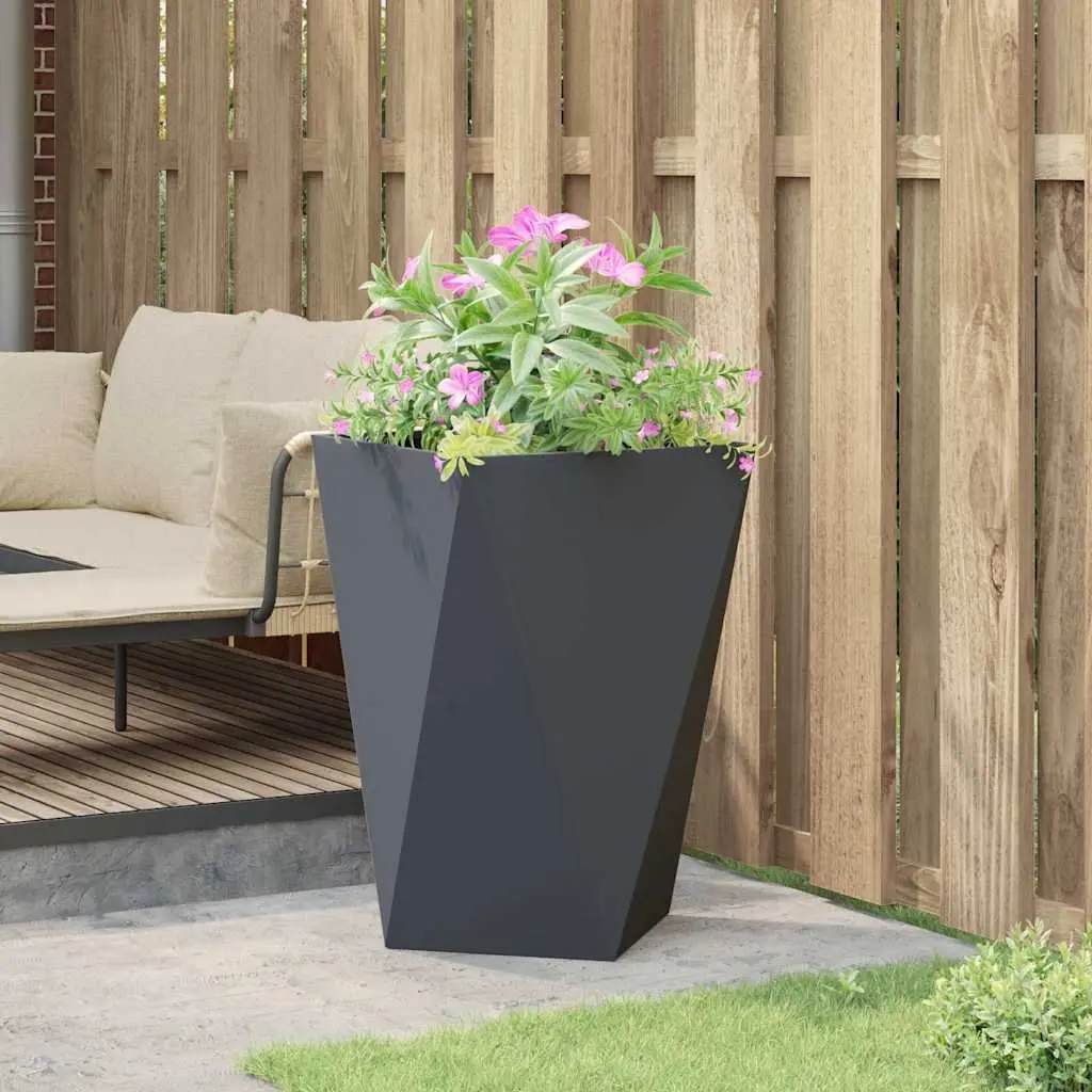 Steel Garden Planter Box Outdoor 50x50x75cm Anthracite Corrugated Raised Bed