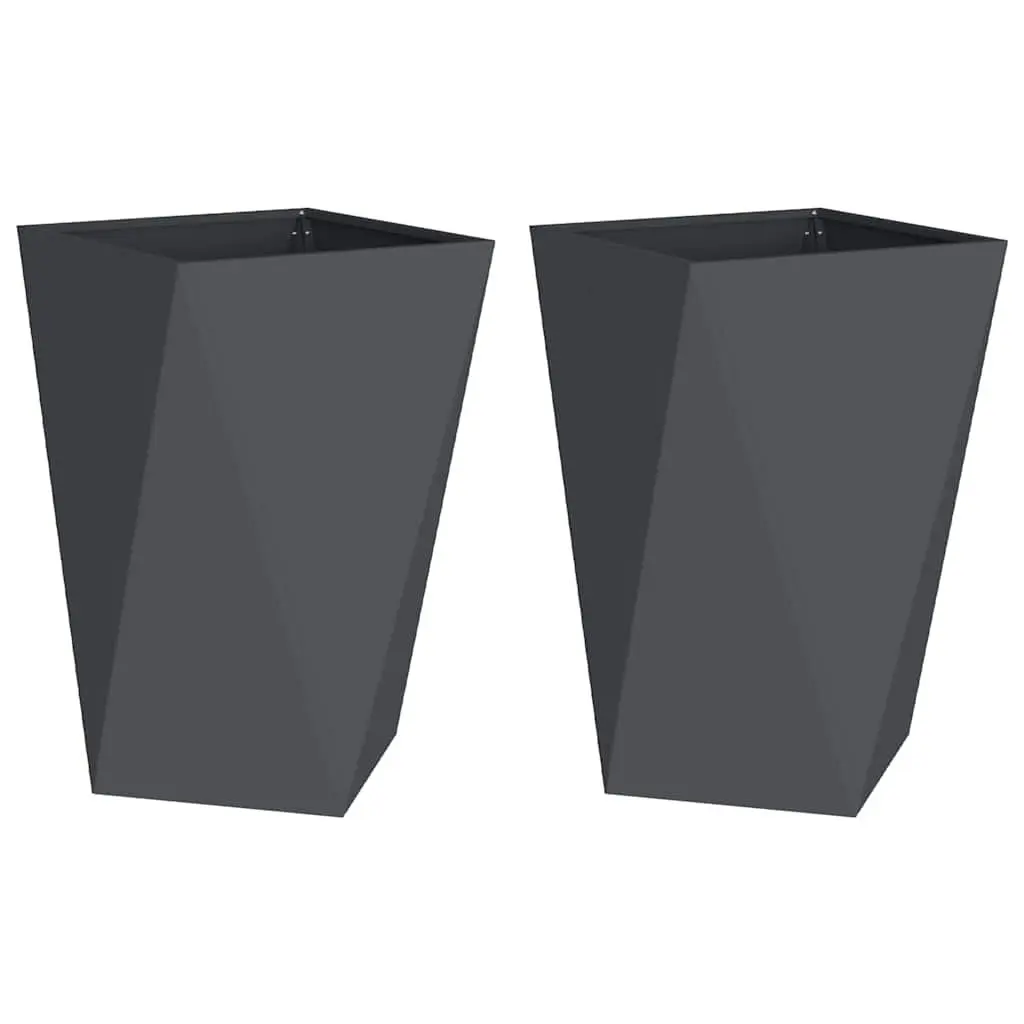 Steel Garden Planter Outdoor 50 x 50 x 75 cm Anthracite 2 Piece