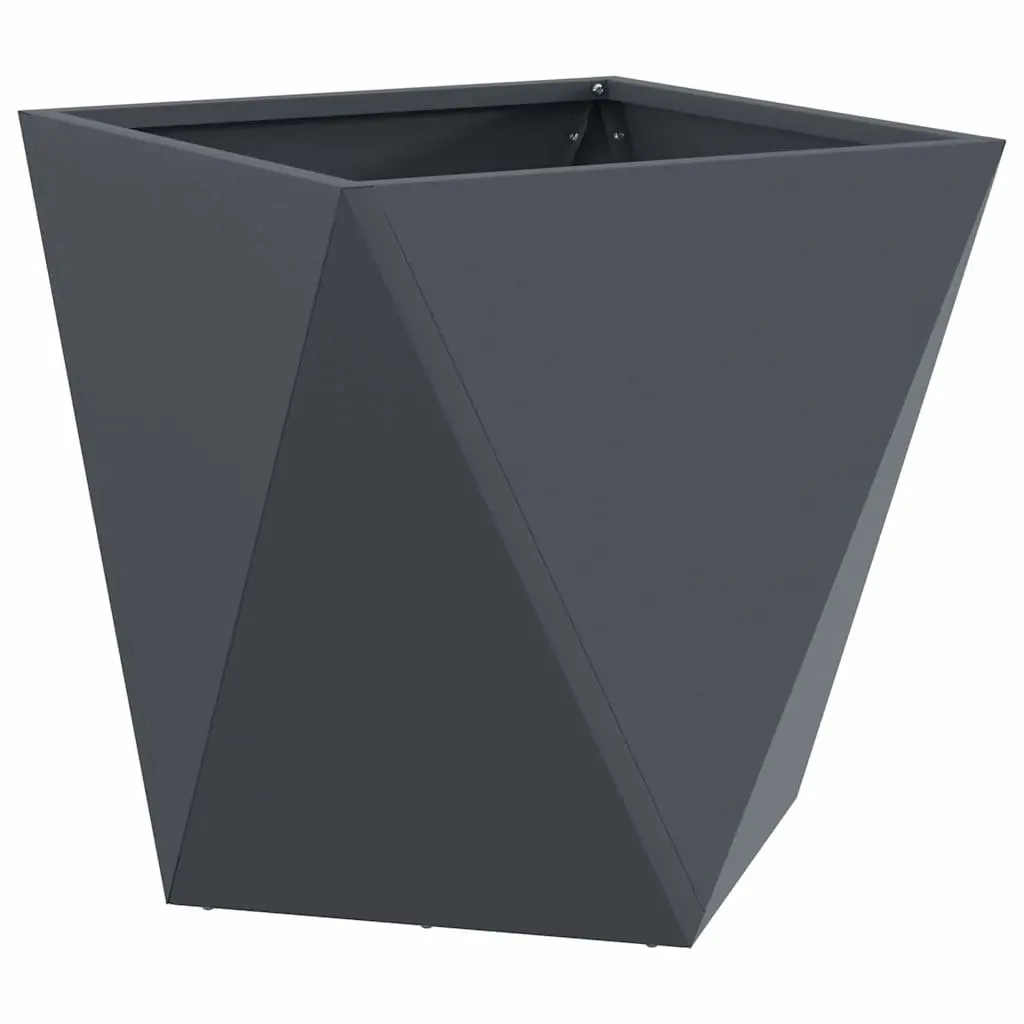 Steel Garden Planter Box Outdoor 40x40x40cm Anthracite Rectangular Corrugated
