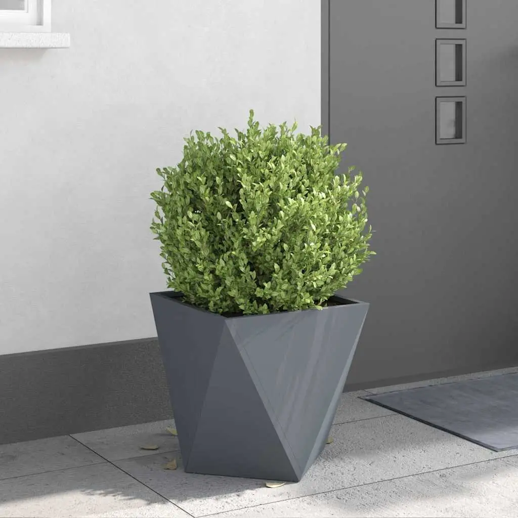 Steel Garden Planter Box Outdoor 40x40x40cm Anthracite Rectangular Corrugated