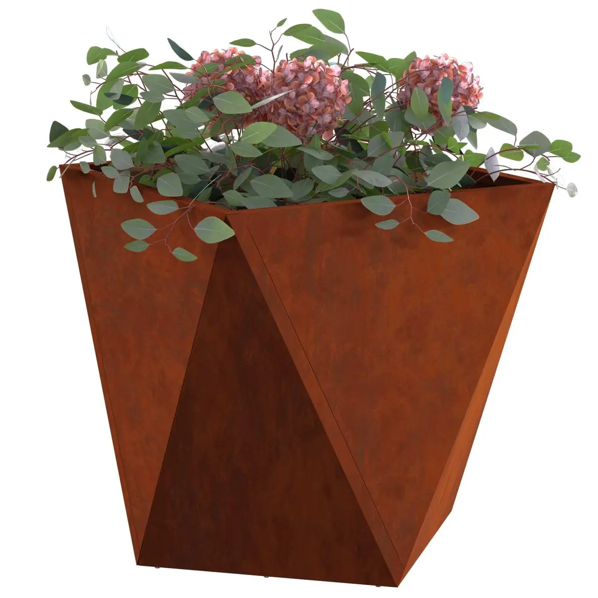 Garden Planter Outdoor Use Set of 2 Brown Steel Weathering Box