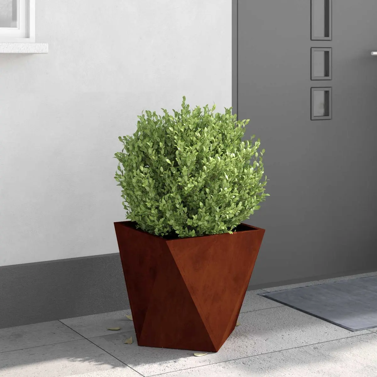 Garden Planter Outdoor Use Set of 2 Brown Steel Weathering Box