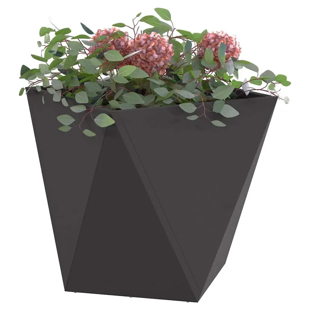 Steel Garden Planter Box 50x50x50cm Black Outdoor Pots Corrugated Square Raised