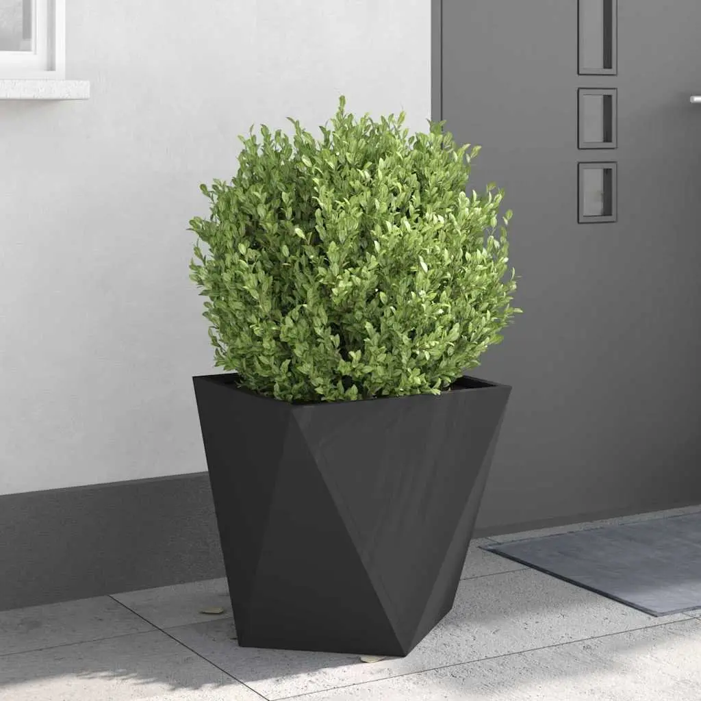 Steel Garden Planter Box 50x50x50cm Black Outdoor Pots Corrugated Square Raised