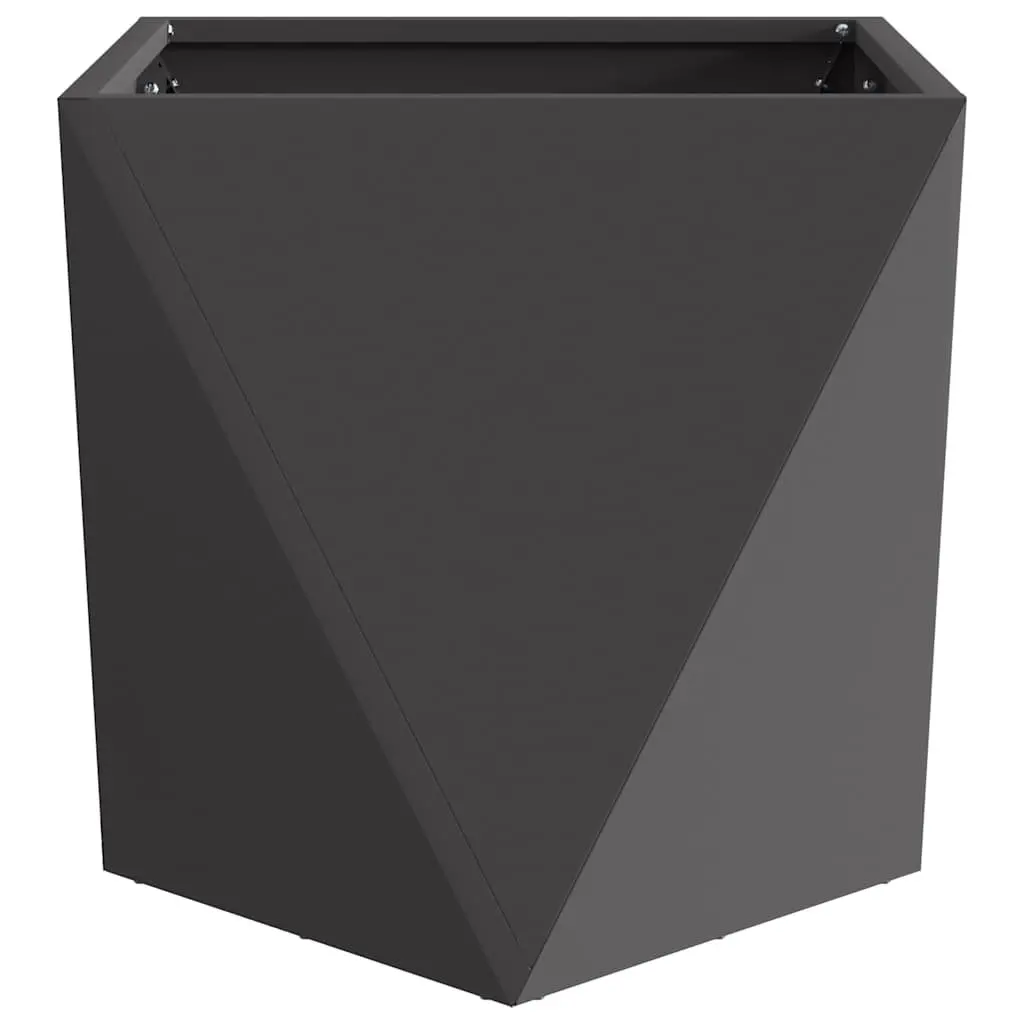 Steel Garden Planter Box 50x50x50cm Black Outdoor Pots Corrugated Square Raised
