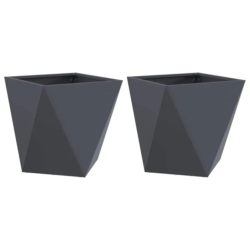 Steel Planter Box Outdoor Garden 50x50x50cm Anthracite Set