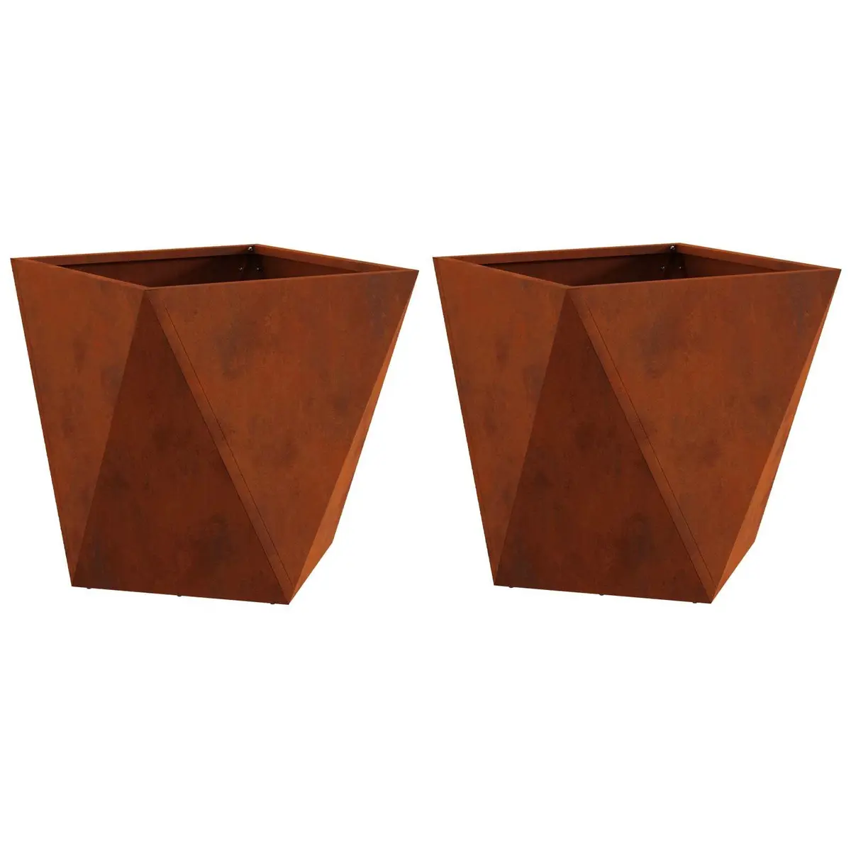 Garden Planter Set 2 pcs Steel Outdoor Pot Box 50 x 50 x 50 cm Terrace