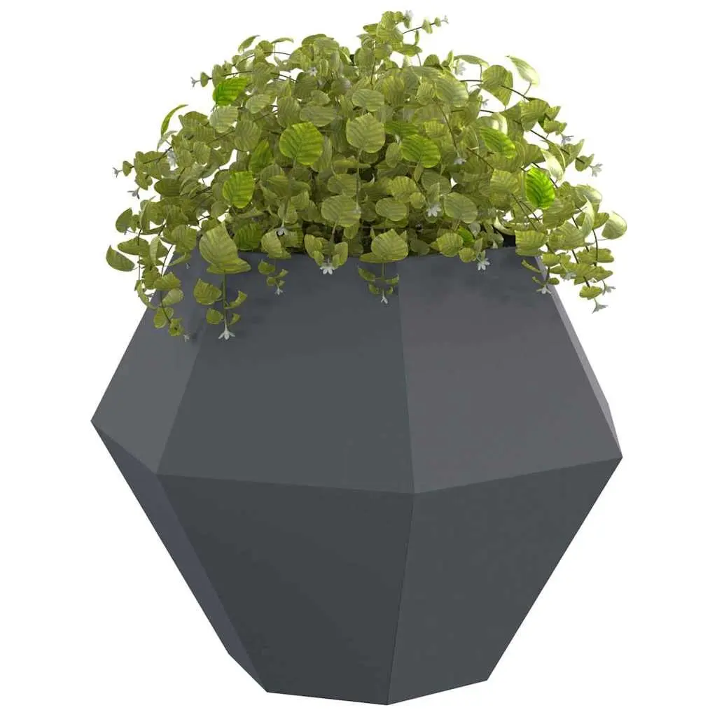 Steel Planter Box Outdoor Garden Rectangular Anthracite 2 Piece