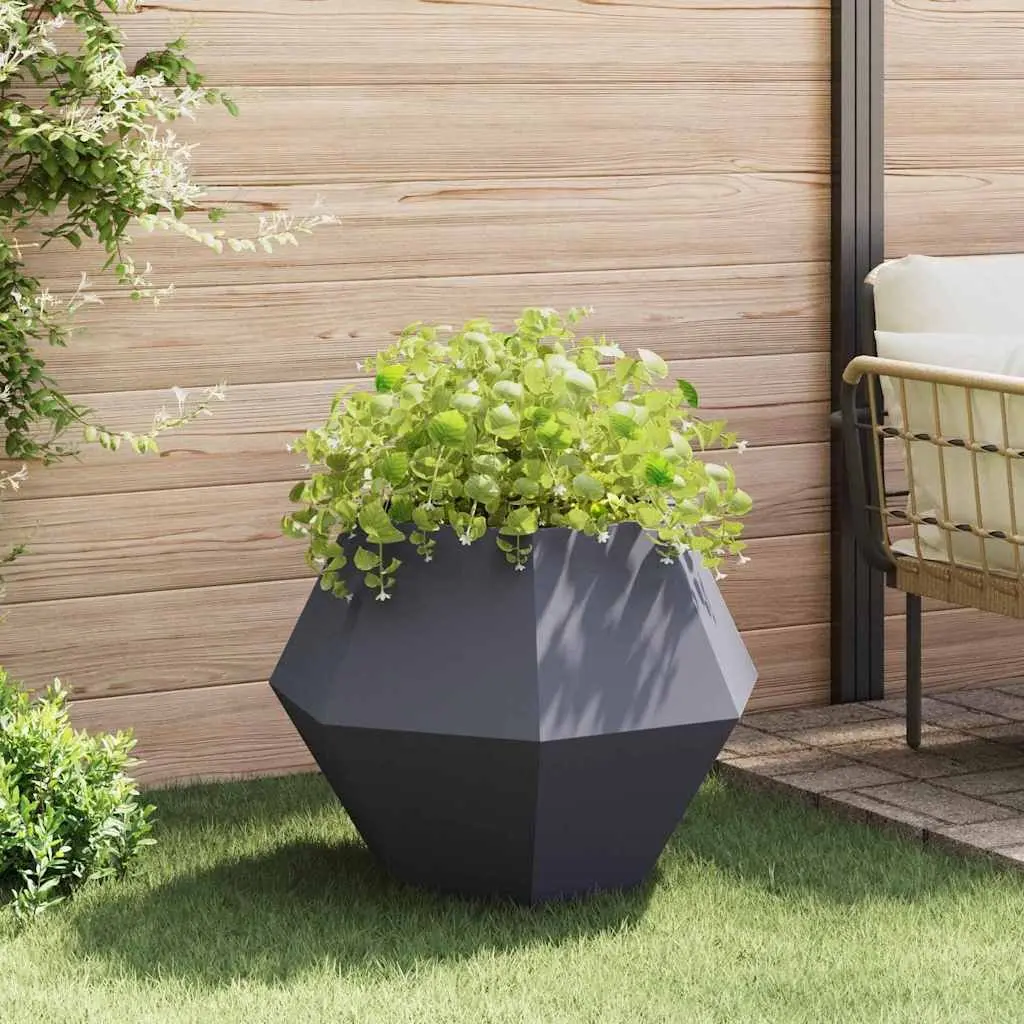 Steel Planter 2 pcs Anthracite Rectangular Garden Pots Outdoor Terrace Patio