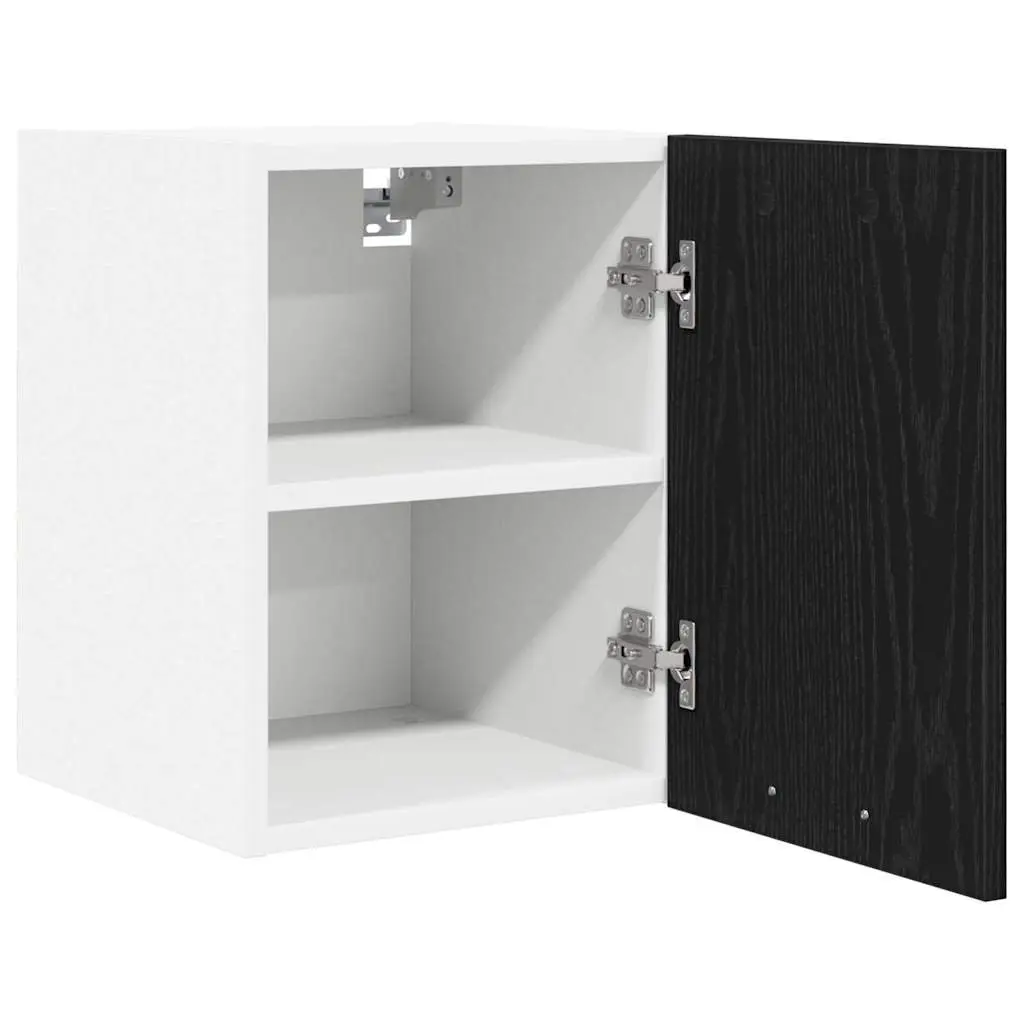 Hanging Kitchen Cabinet Black Oak White Modern Wall-mounted 30x31x40cm