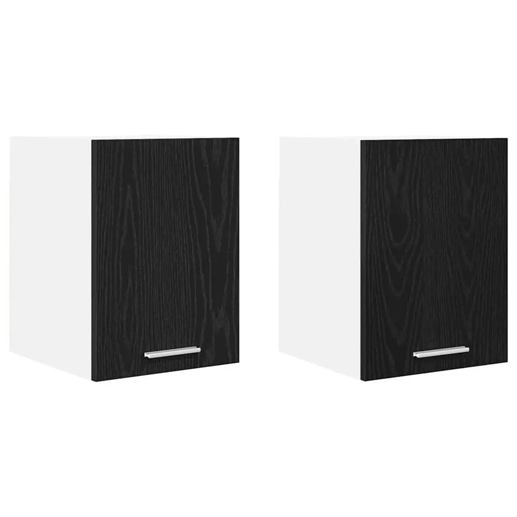 Hanging Kitchen Cabinet 2 pcs Black Oak White Modern Storage 30x31x40cm
